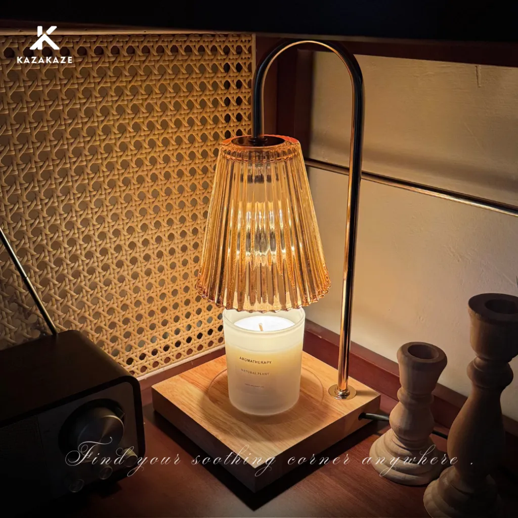 原木琥珀玻璃融蠟燈