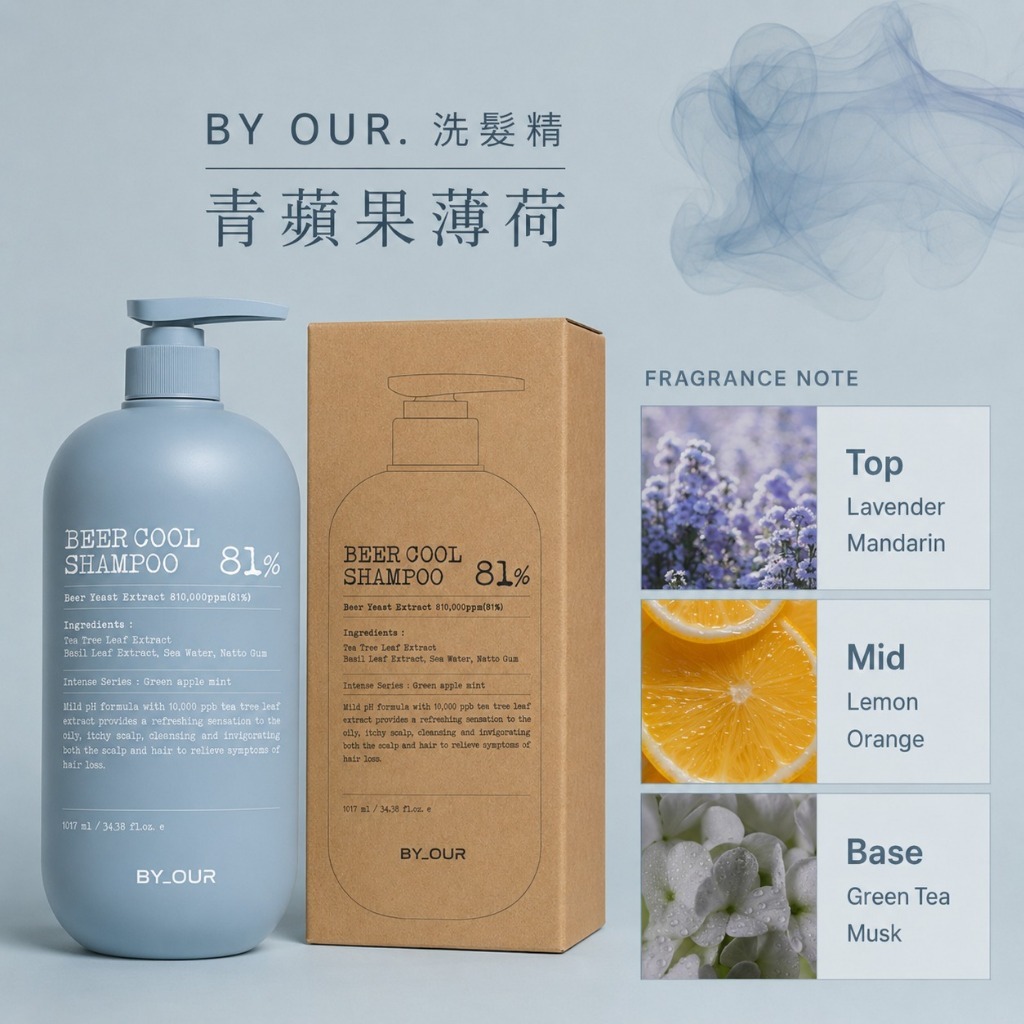 81%啤酒酵母洗髮精【青蘋果薄荷】