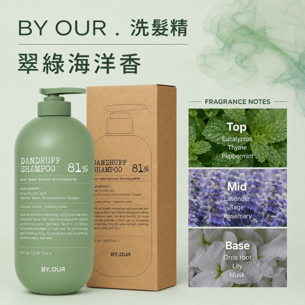 81%啤酒酵母洗髮精【翠綠海洋香】