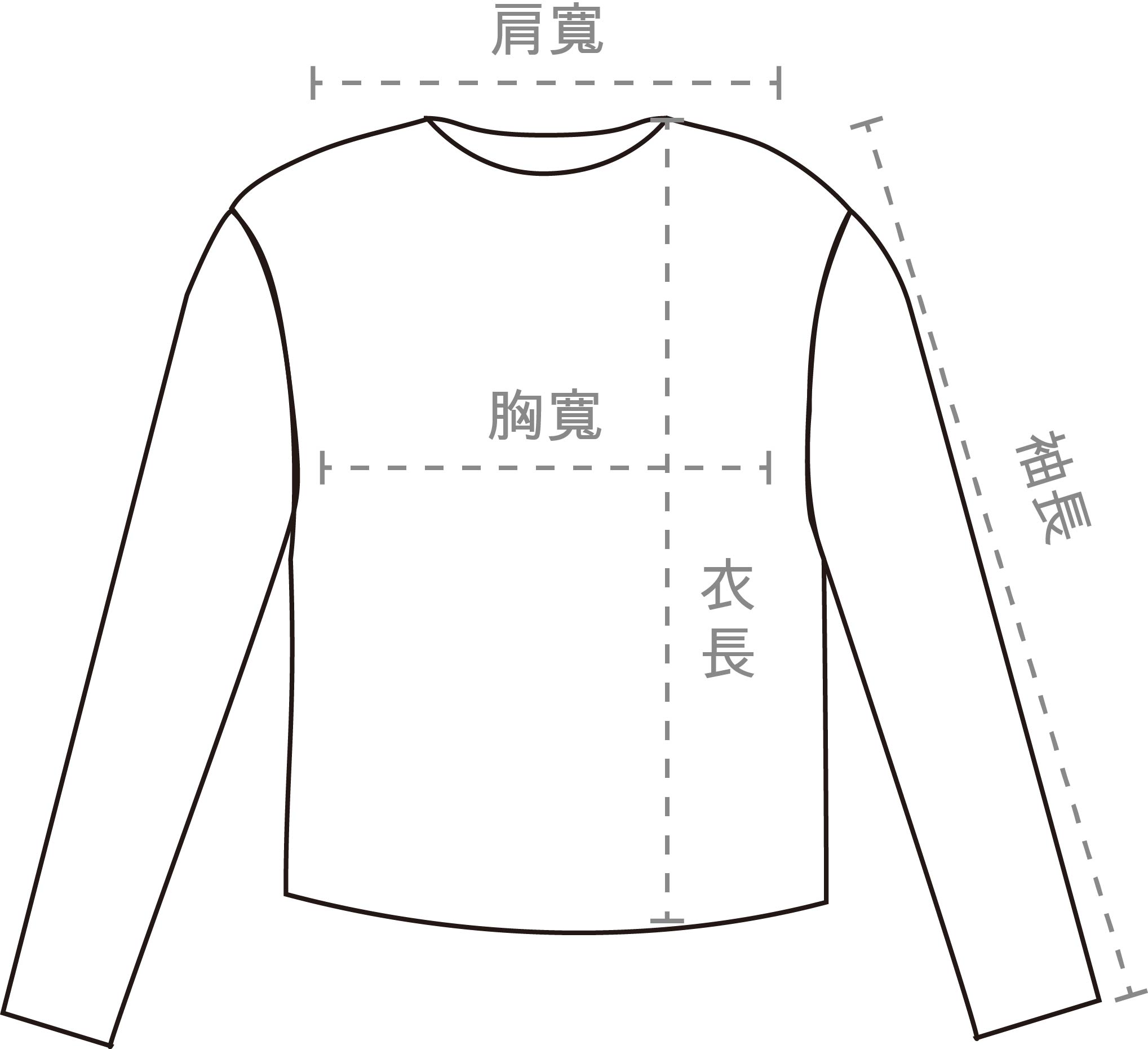 落肩長袖上衣機械圖