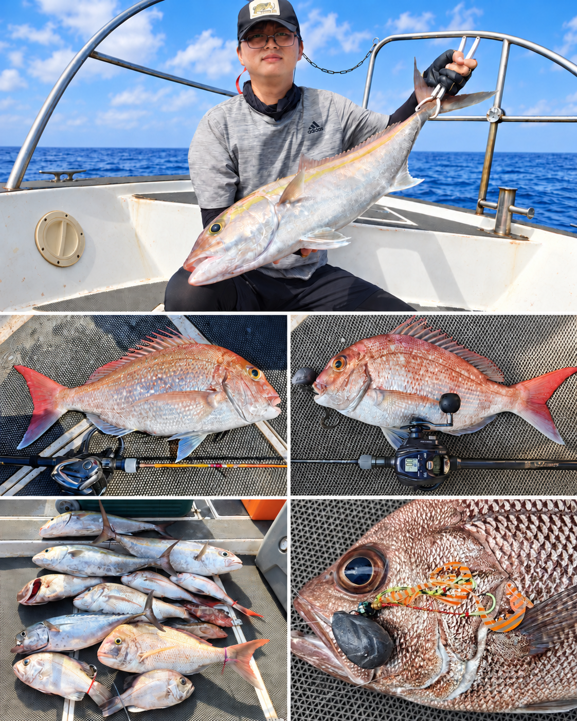 海上釣獲魚宴拼貼照