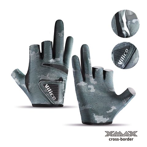 手套-BEG125露三指迷彩手套-黑L