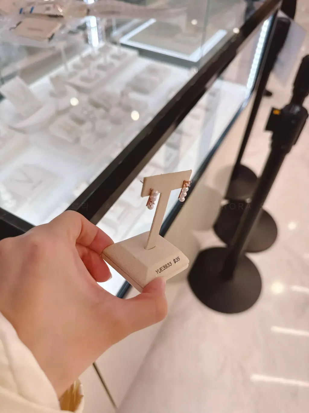 Haesool 珍珠耳环直排式带钻