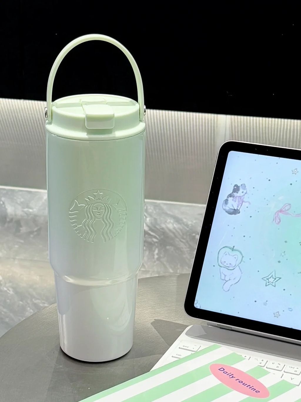 星巴克春日晴空系列！好韩好米！属于春天的奶油风杯杯
