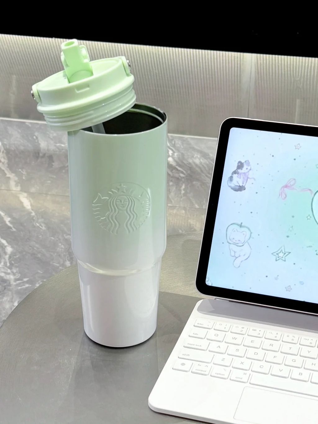 星巴克春日晴空系列！好韩好米！属于春天的奶油风杯杯