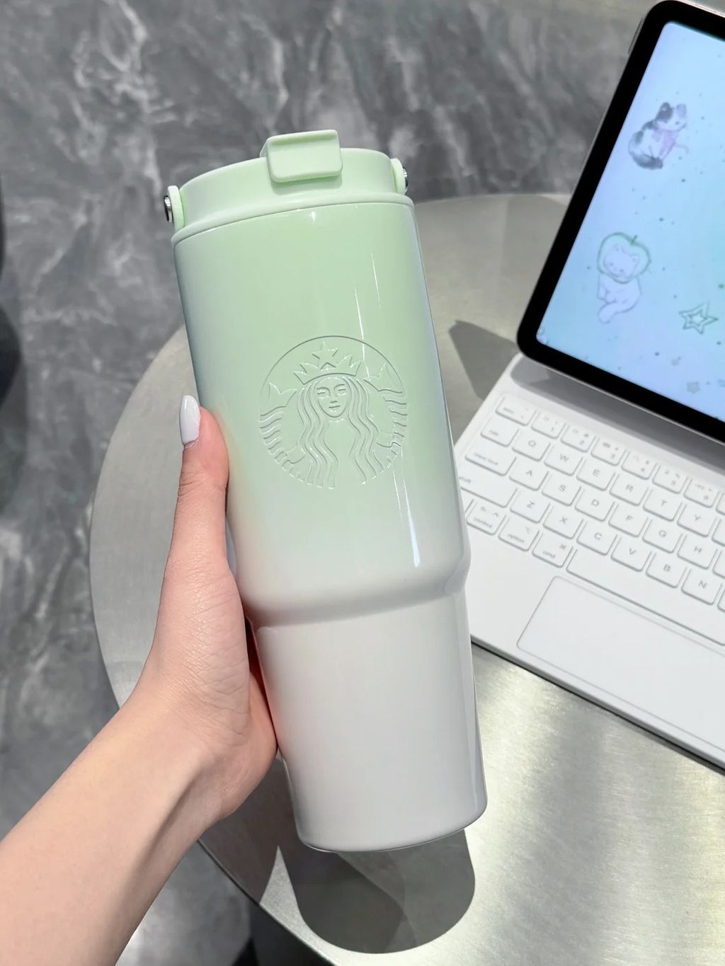 星巴克春日晴空系列！好韩好米！属于春天的奶油风杯杯