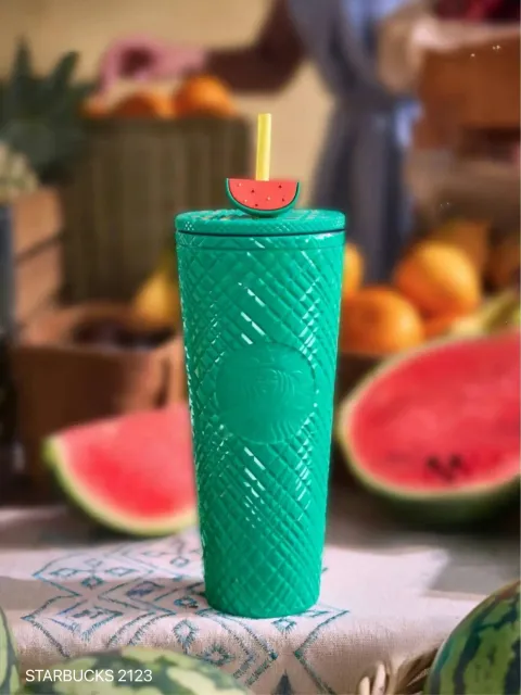 starbucks 星巴克大容量塑料杯配西瓜造型吸管塞 783ml