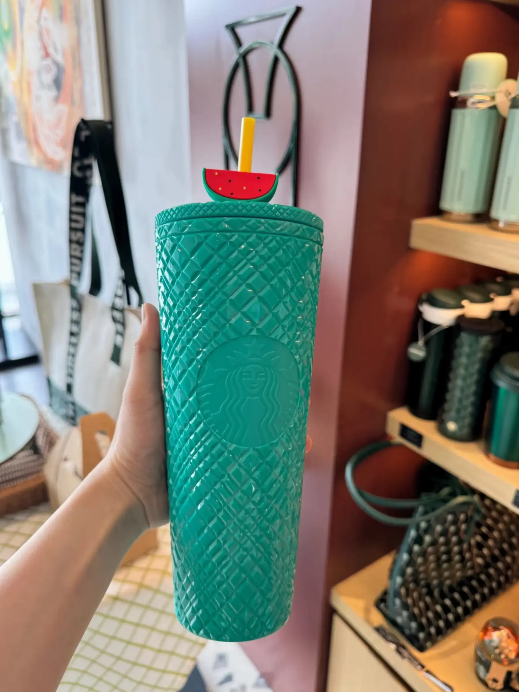 starbucks 星巴克大容量塑料杯配西瓜造型吸管塞 783ml
