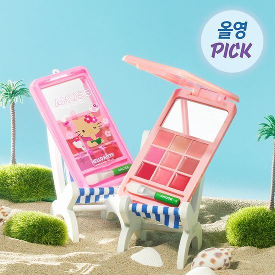 [韩国] Amuse x 黑皮HelloKitty 9色唇颊两用彩盘