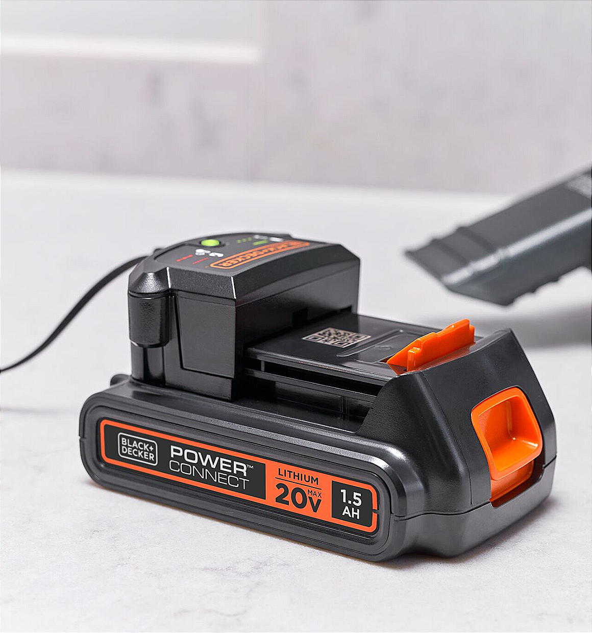 20V max lithium powerconnect battery connected to charger