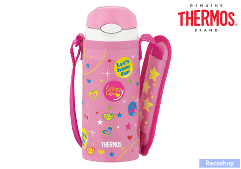 400ml Insulated Straw Bottle with Pouch pink.fw.png