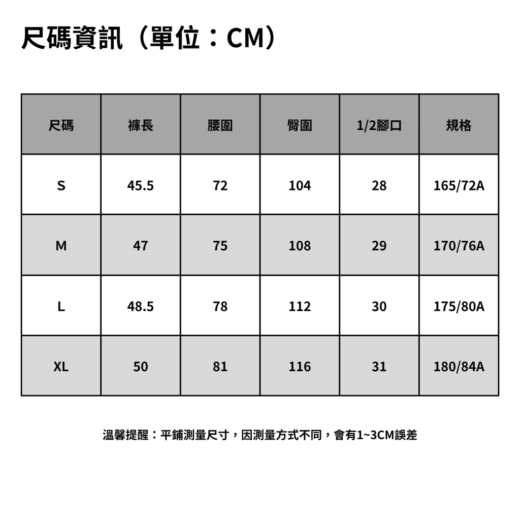 尺碼資訊