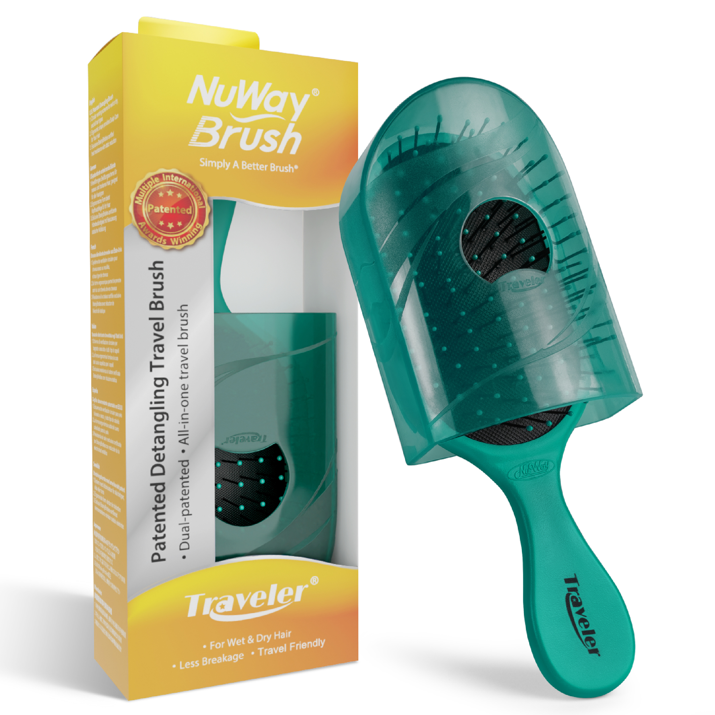 NuWay 4Hair! Pro 2-teiliges Bürsten-Set – Entwirrt Alle Haartypen, Hitzebeständig Bis 180°C, Mit Arganöl-Borsten, Antibakteriell