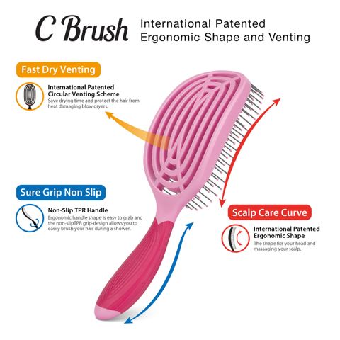 NuWay 4HAIR® C Brush® (Petal Pink) – Nuway 4Hair