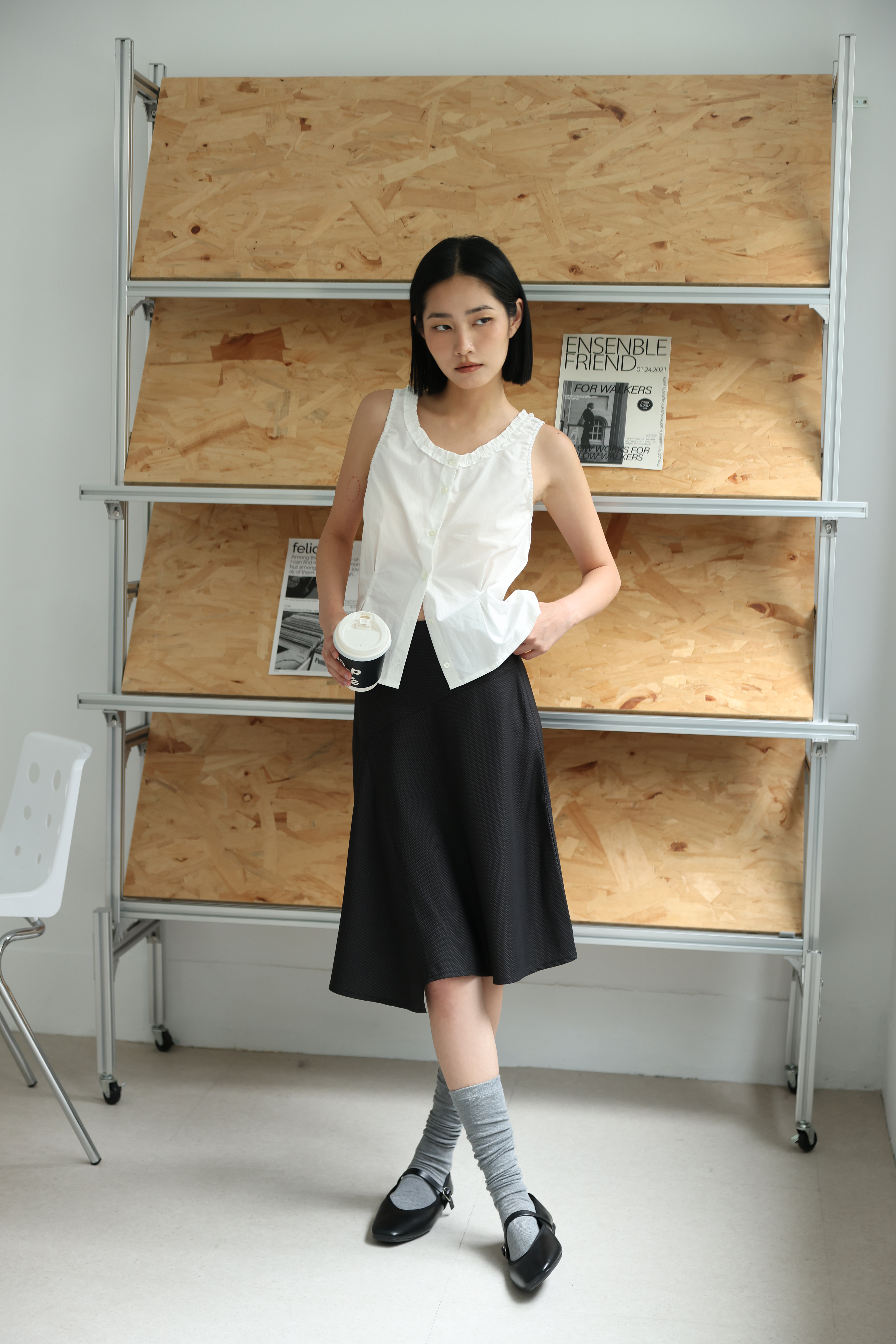 條紋拼接西布裙 | tt/12官方網站