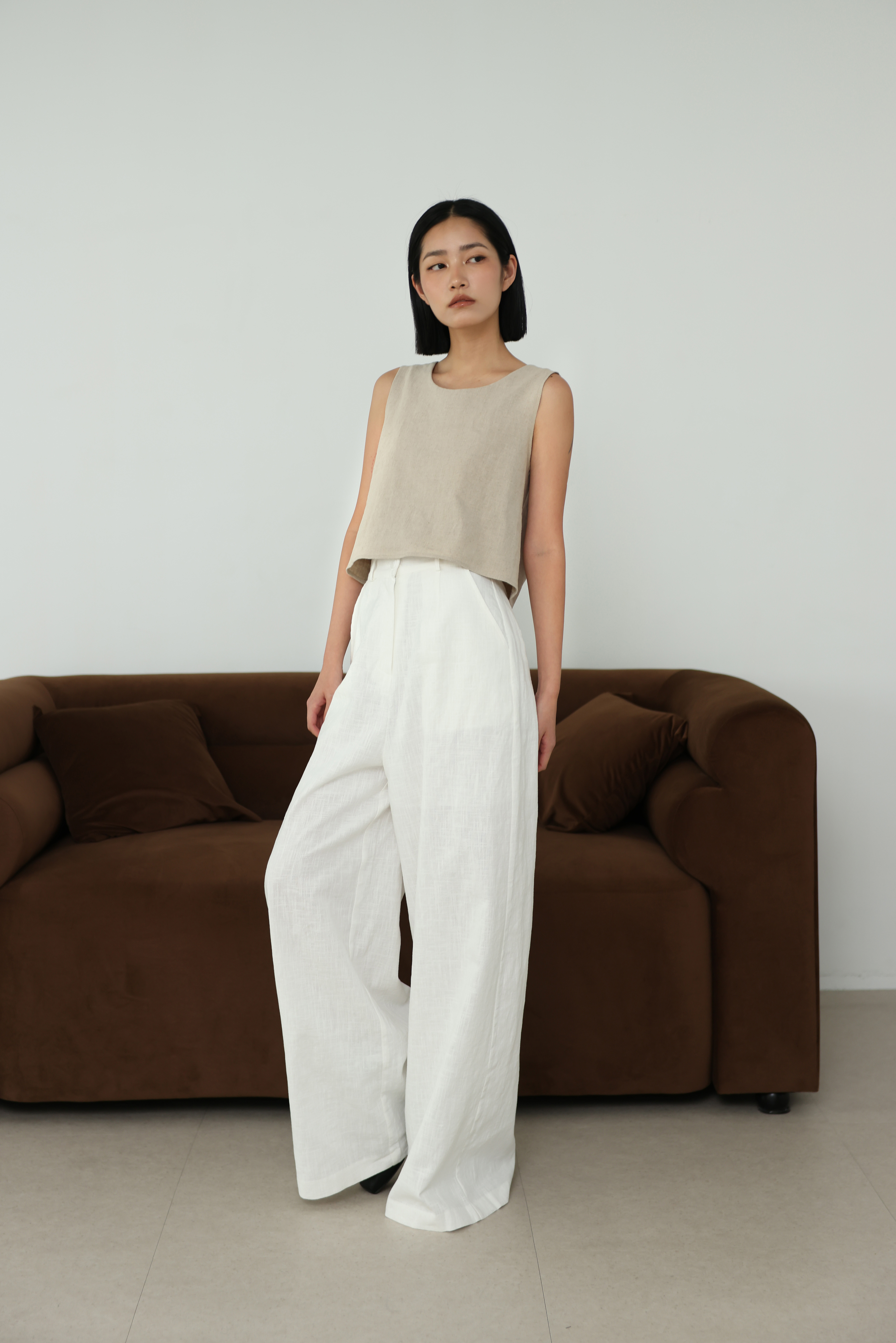 棉麻後排釦背心套裝 | tt/12官方網站