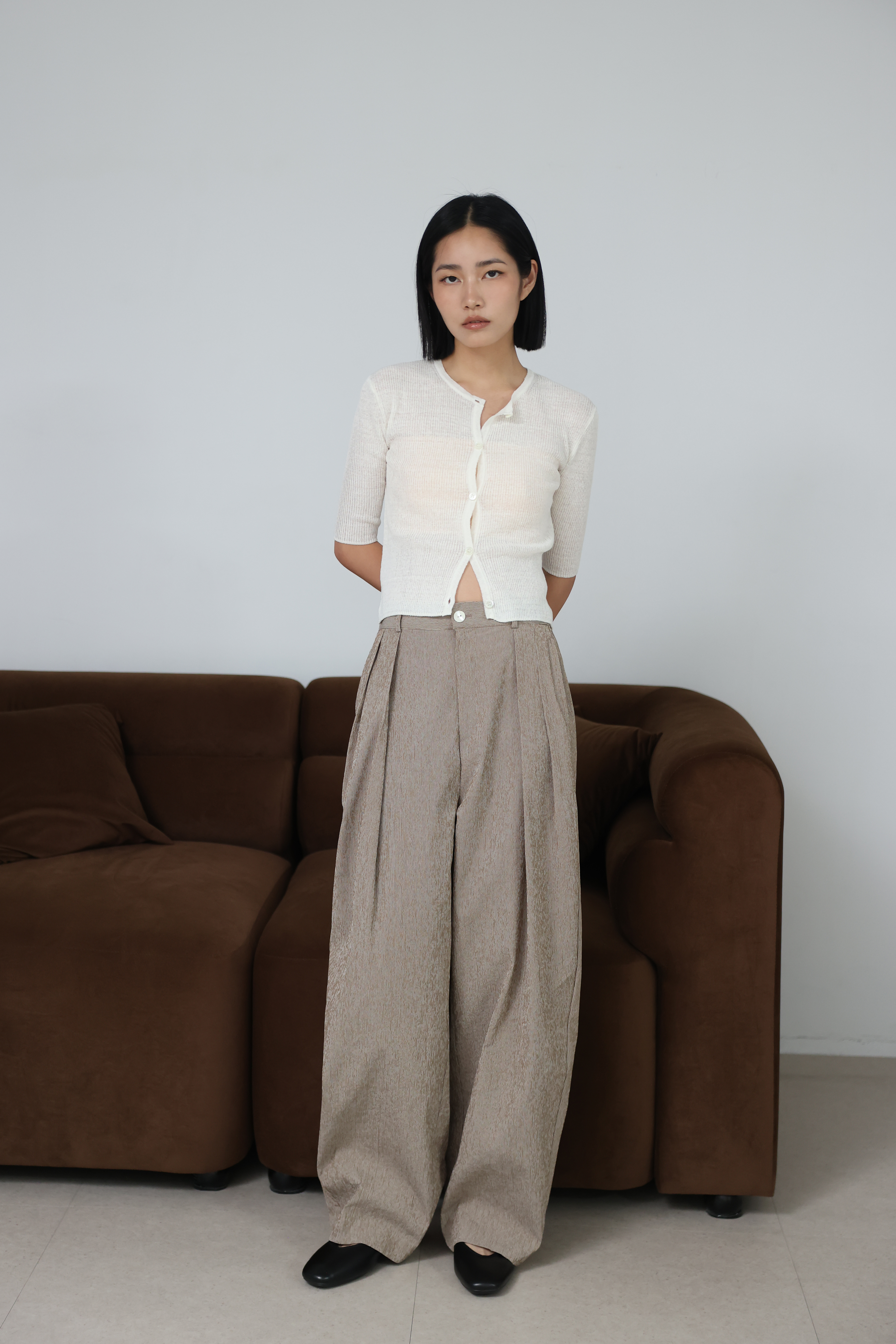 涼感針織五分袖排釦衫 | tt/12官方網站