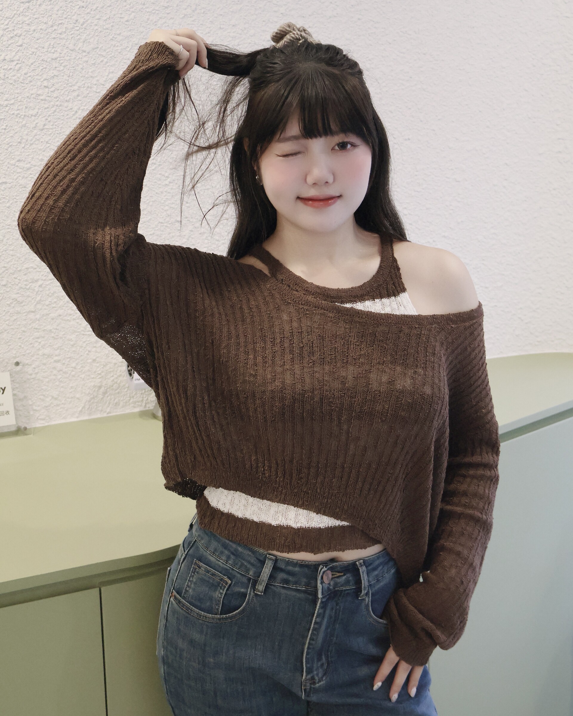 咖條紋+162喇叭褲 (2)