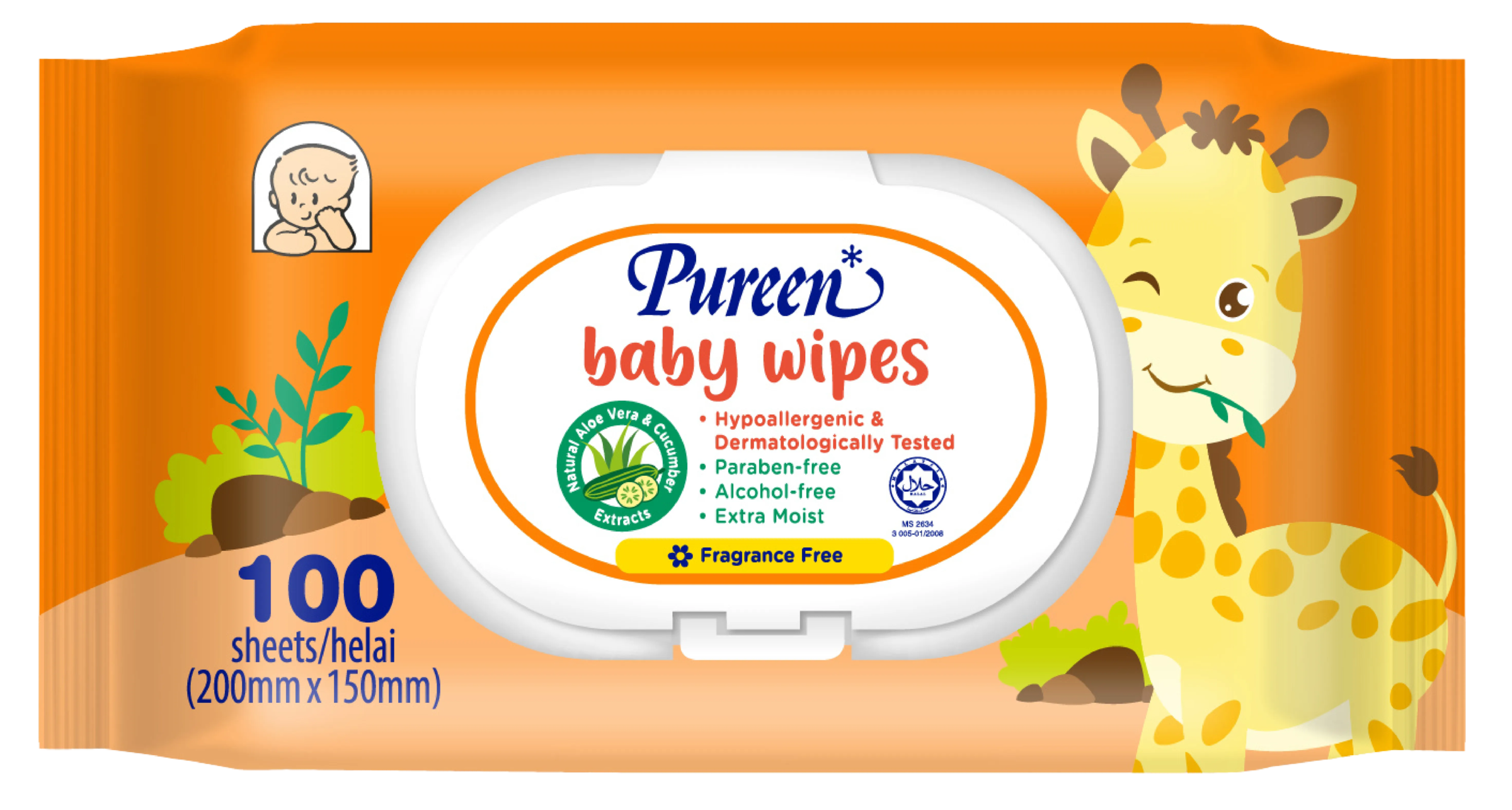 NEW-Pureen-Baby-Wipes-(Fragrance-Free)-100-s