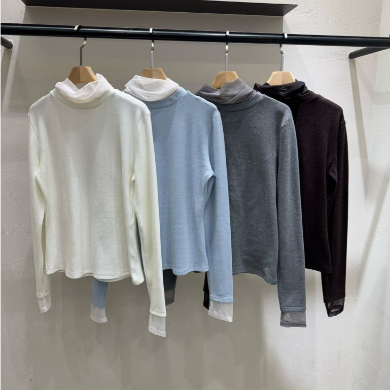 領&袖配雪紡磨毛內搭T