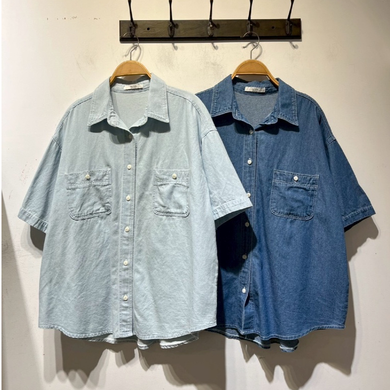 二口袋一釦牛仔開衫