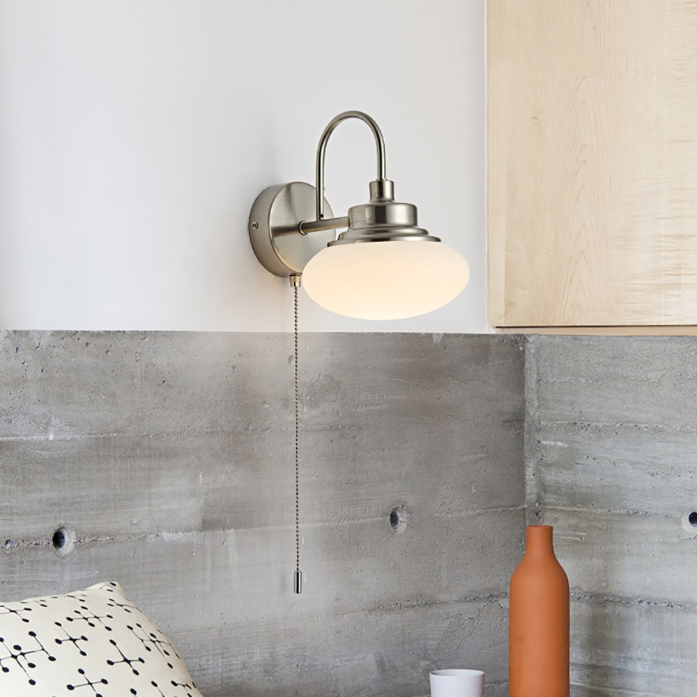 壁燈金屬圓形底座與復古手拉開關構造圖