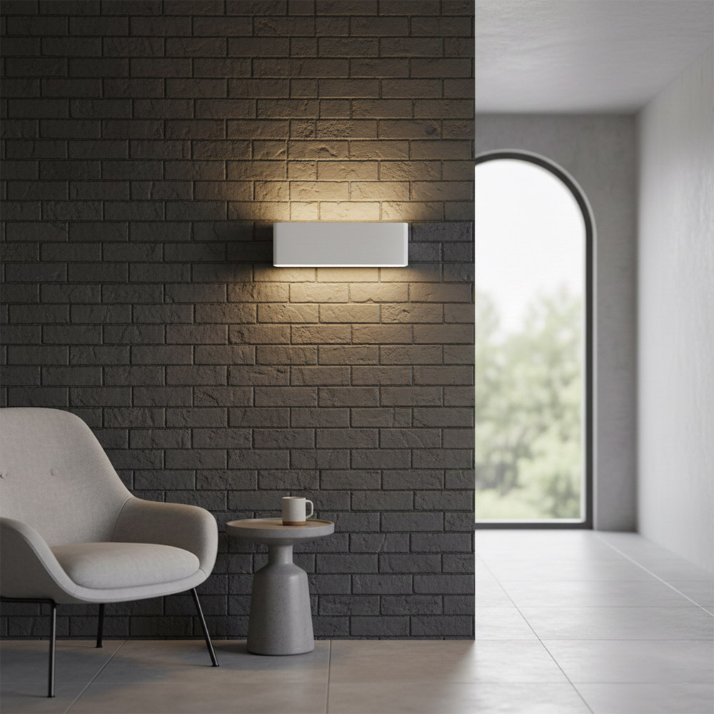 31公分極簡純白金屬 LED 線性壁燈-室內情境圖