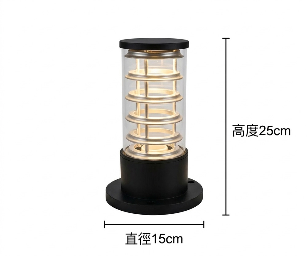 庭園圍牆上的鋁格柵矮柱燈-戶外景觀照明設計