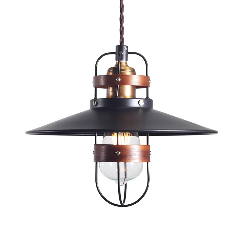 復古工業風吊燈去背白底產品照，單頭圓盤設計