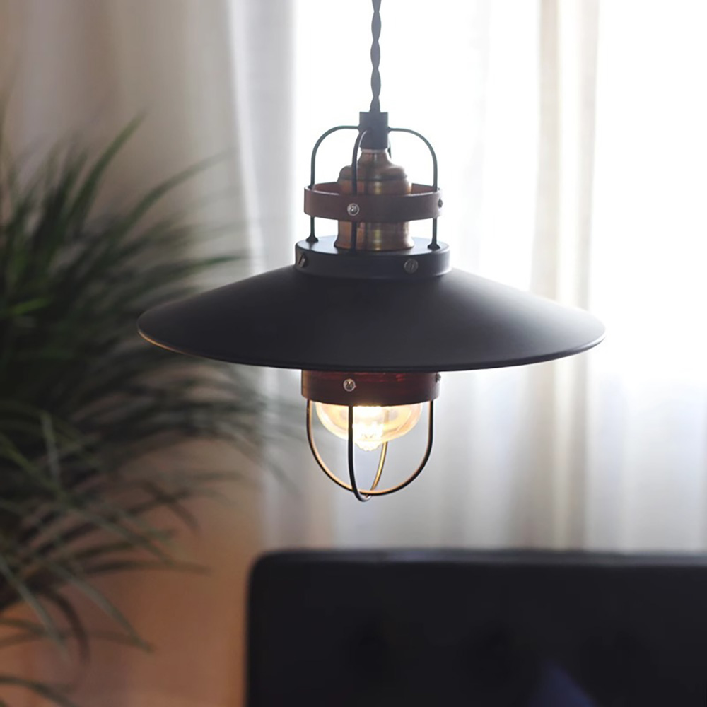 工業風吊燈室內實景，居家客廳綠植氛圍佈置