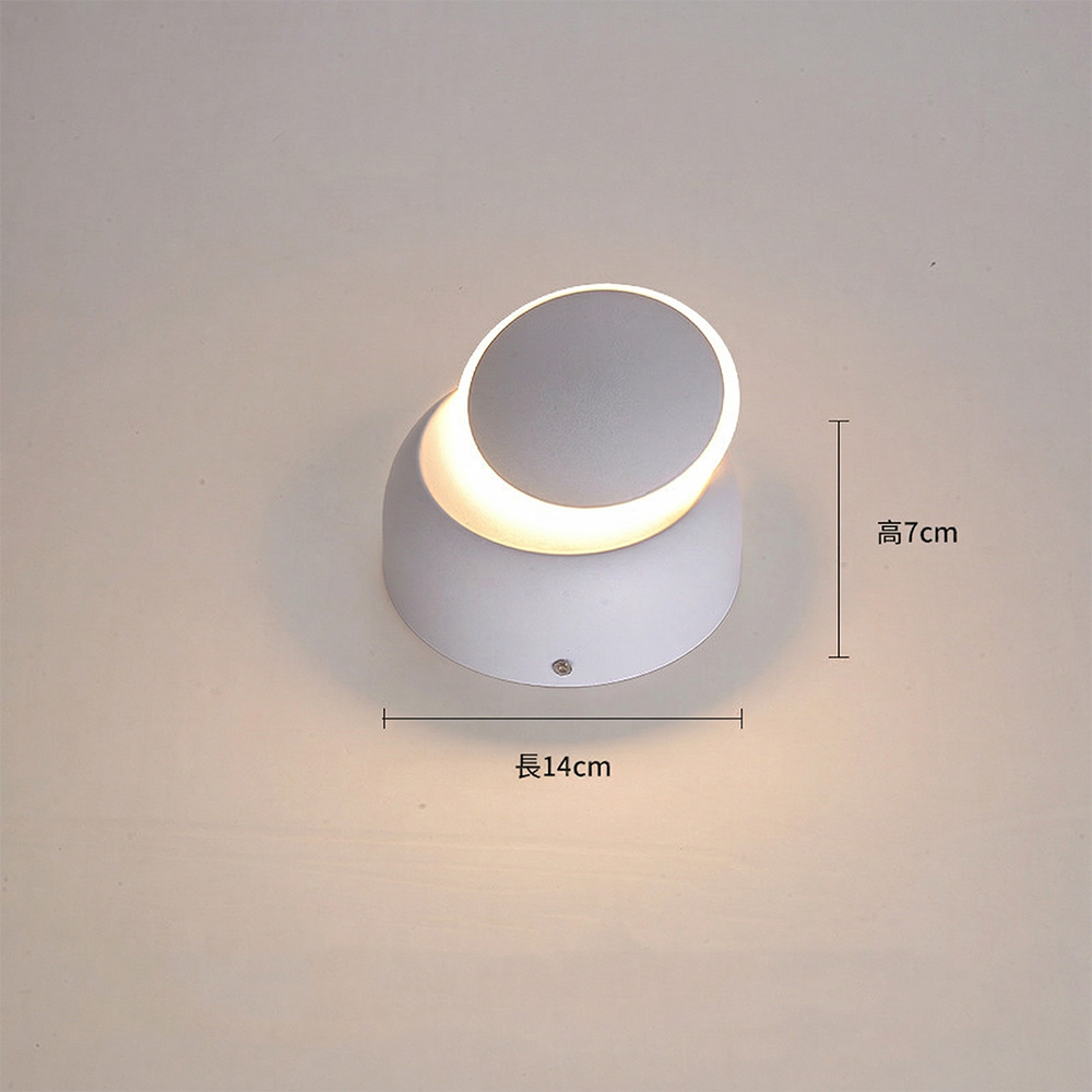 白色北歐風圓形LED壁燈特寫,極簡質感表面與環形發光設計