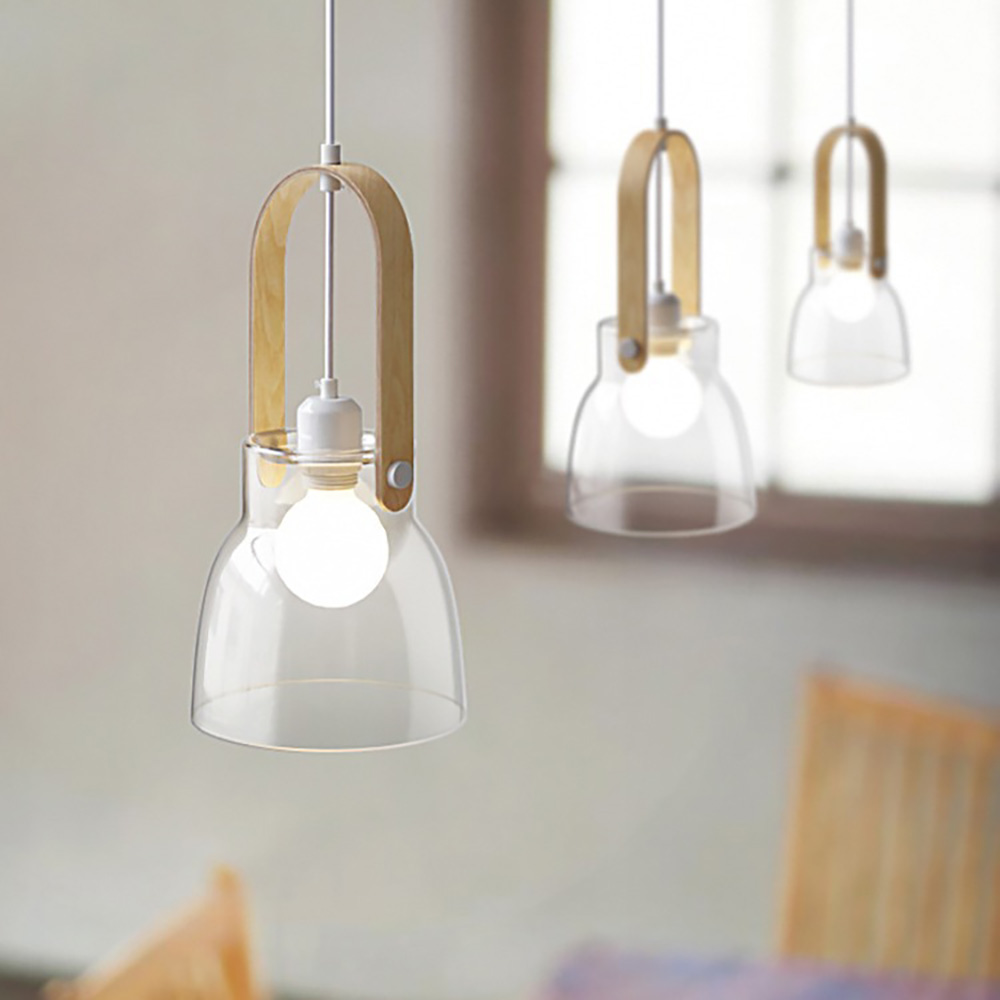 北歐風原木玻璃吊燈三款合集，餐廳與中島吧檯室內燈具建議