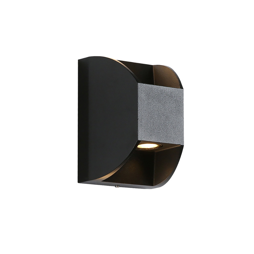 極簡半圓造型黑色鋁材防水壁燈-正面特寫