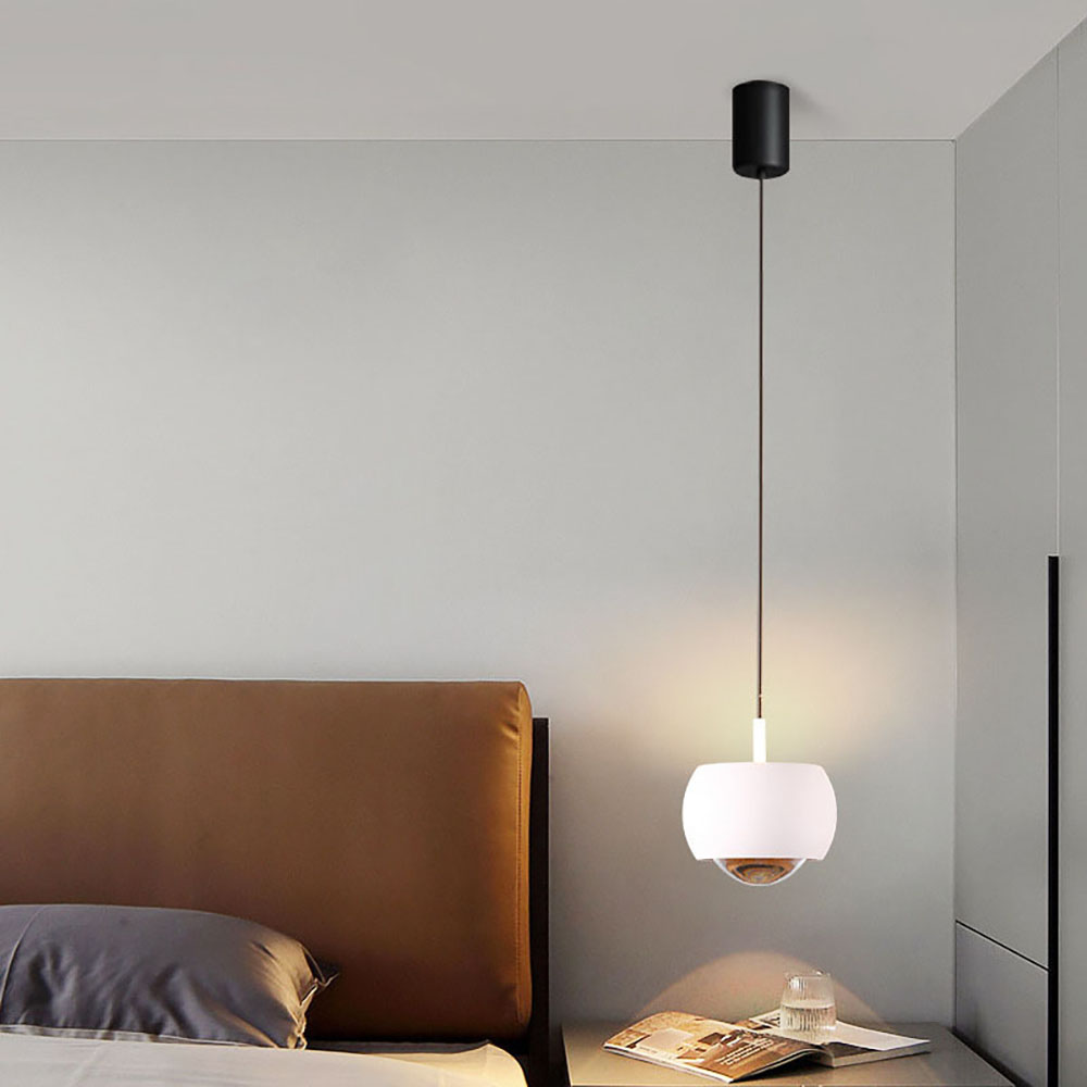 現代簡約升降吊燈臥室床頭安裝效果