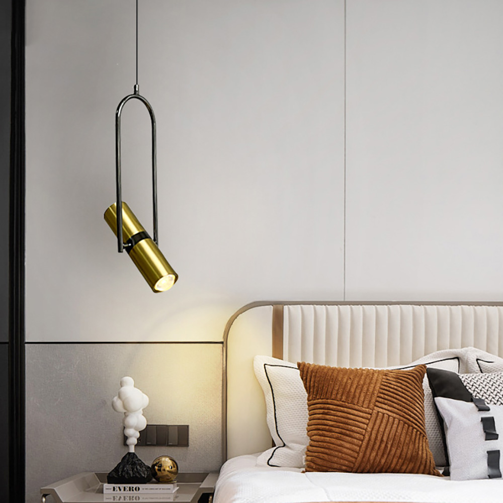 可旋轉角度金色射燈吊燈,溫馨臥室床頭吊燈重點照明