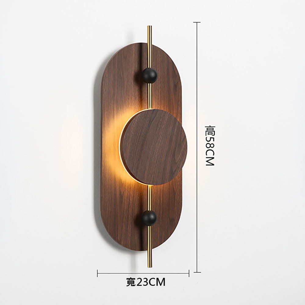 木質藝術壁燈尺寸規格圖-高58公分寬23公分