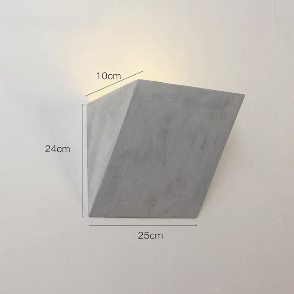 現代極簡幾何水泥壁燈尺寸規格圖,寬25cm高24cm深10cm