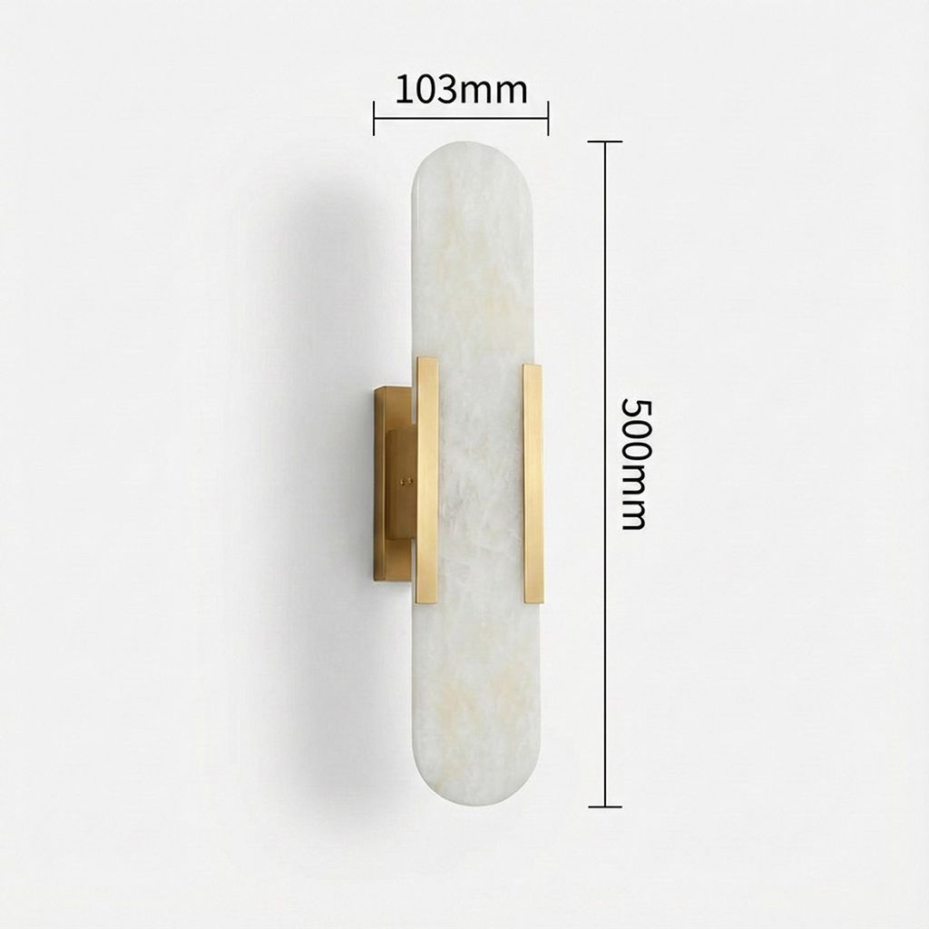 Product dimensions of vertical marble wall lamp
