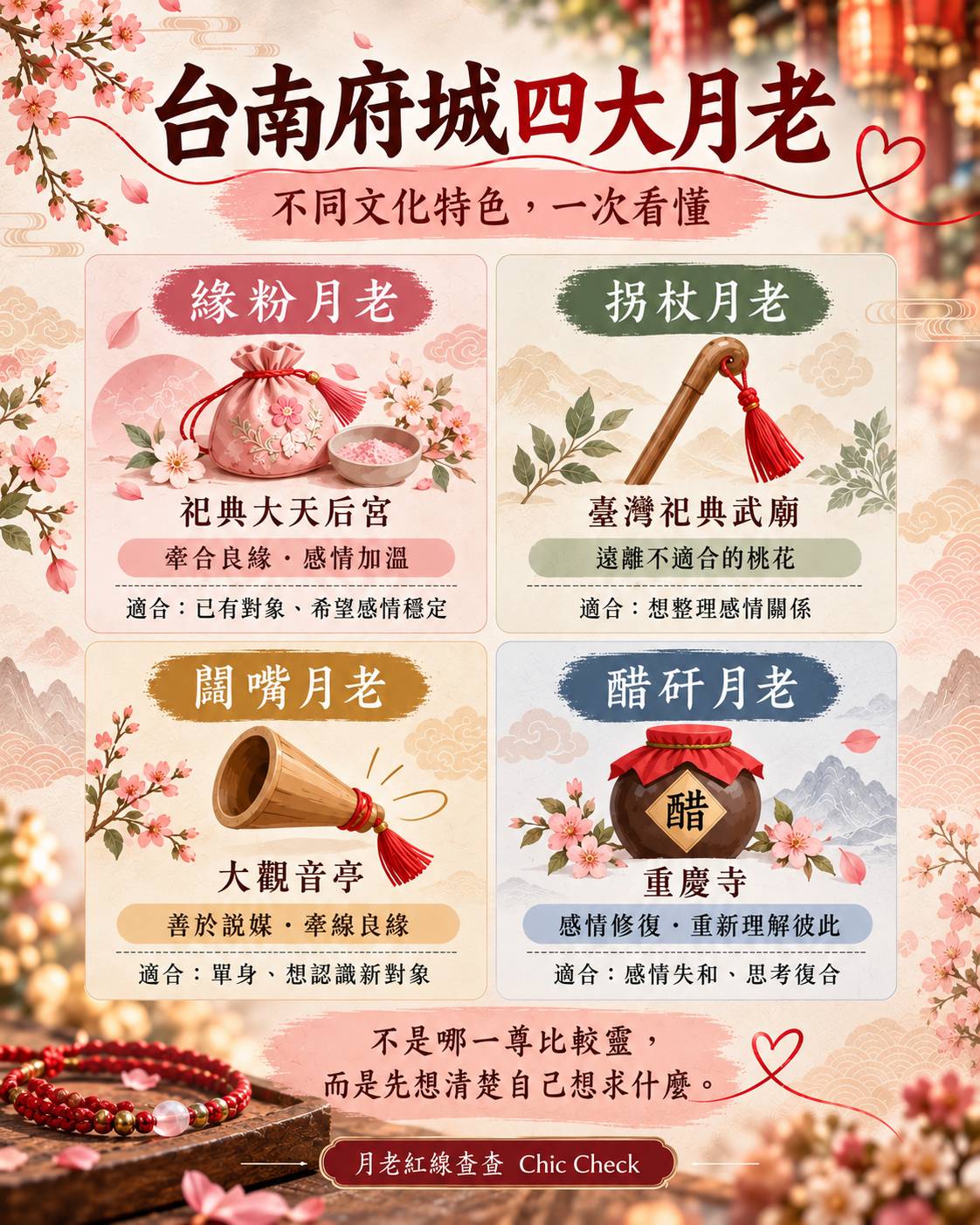 台南府城四大月老：闊嘴、緣粉、拐杖與醋矸月老文化特色