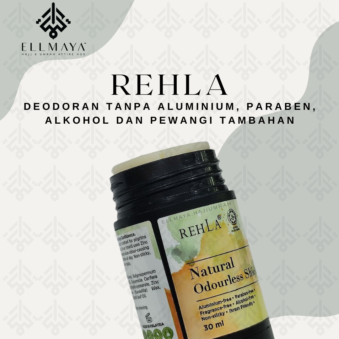 ELLMAYA: Rehla Deodorant 30ml Mesra Ihram Mesra Wuduk Unscented No Alcohol Aluminium Free Paraben Free Deodoran Ihram