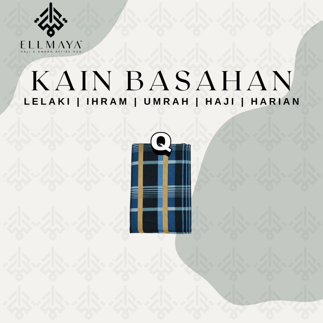 ELLMAYA: Kain Basahan Ihram Lelaki (Kain Pelikat Lepas Yang Tidak Bercantum) 46" x 73" inch Kain Pelikat Umrah Haji