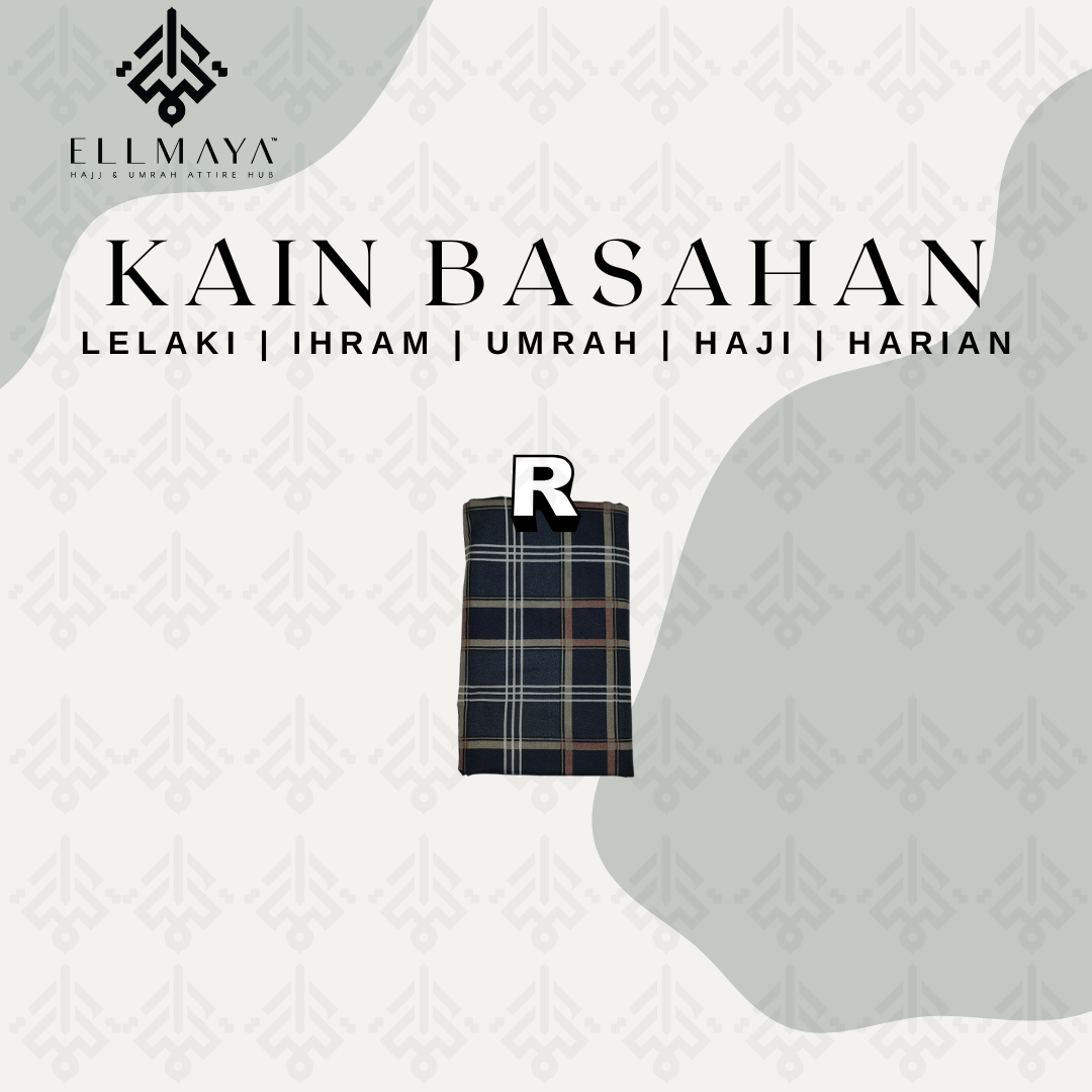 ELLMAYA: Kain Basahan Ihram Lelaki (Kain Pelikat Lepas Yang Tidak Bercantum) 46" x 73" inch Kain Pelikat Umrah Haji