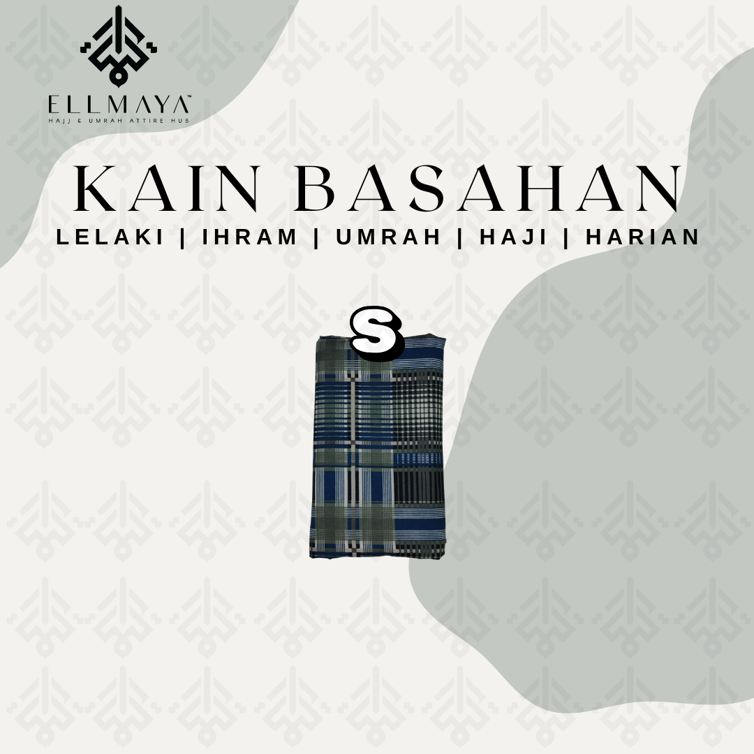 ELLMAYA: Kain Basahan Ihram Lelaki (Kain Pelikat Lepas Yang Tidak Bercantum) 46" x 73" inch Kain Pelikat Umrah Haji