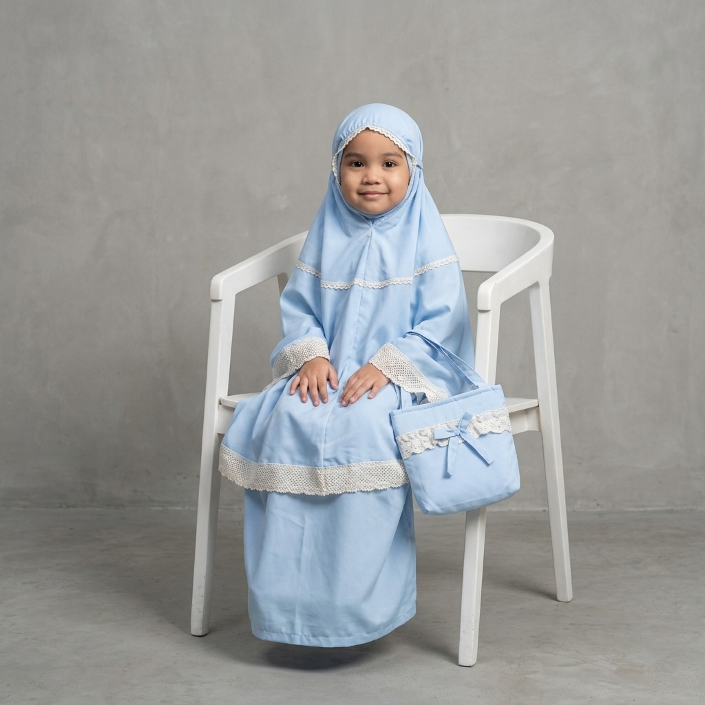 ellmaya telekung kanak airis baby blue