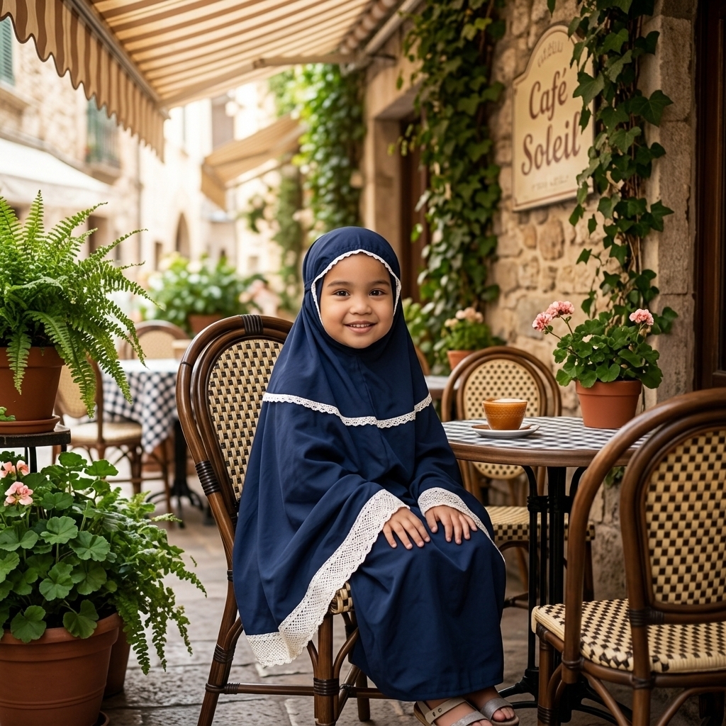 ellmaya telekung kanak airis dark blue