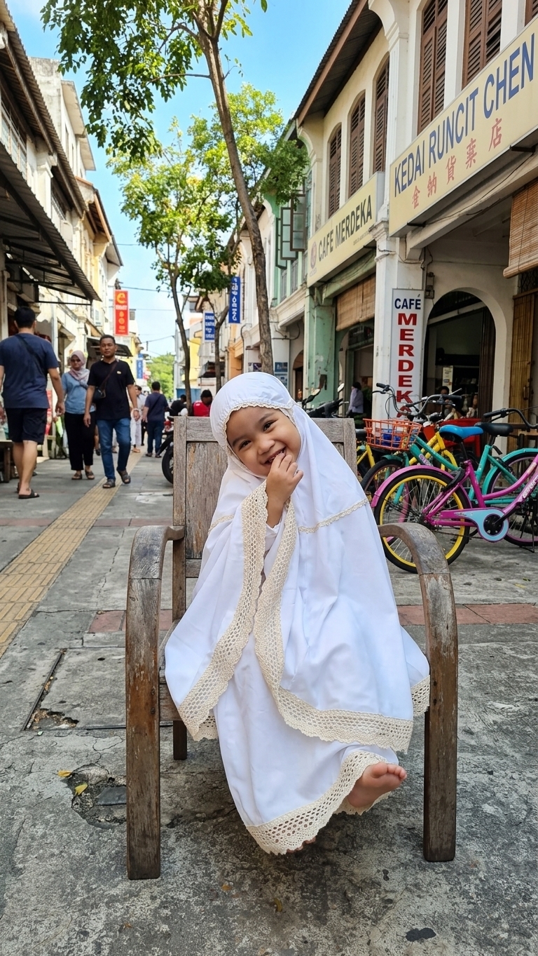 ellmaya telekung kanak airis white