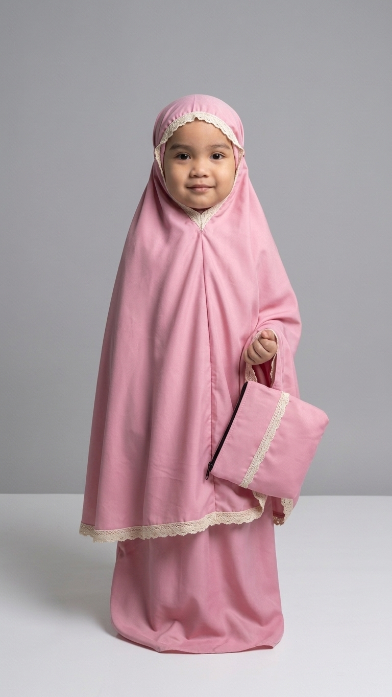 ellmaya telekung kanak hawani pink
