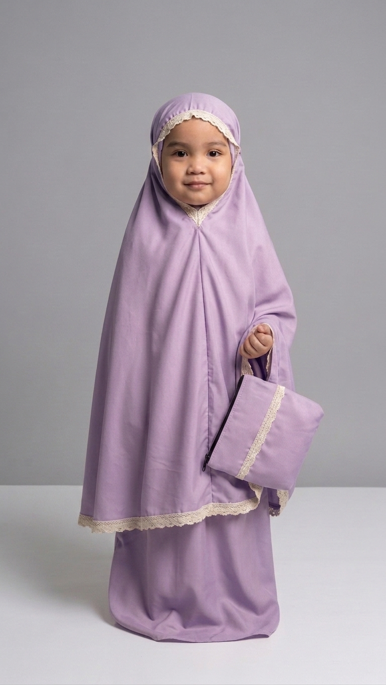 ellmaya telekung kanak hawani purple