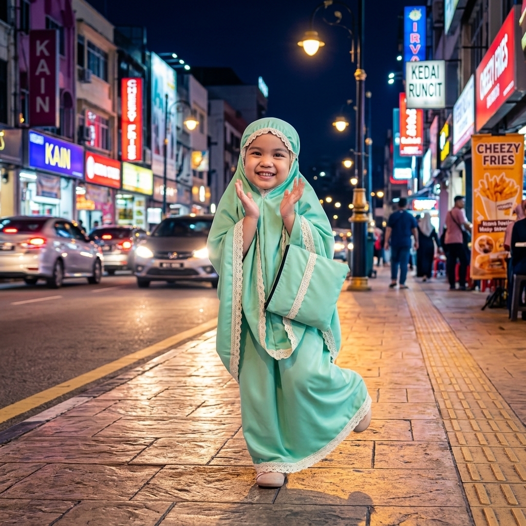 ellmaya telekung kanak hawani green