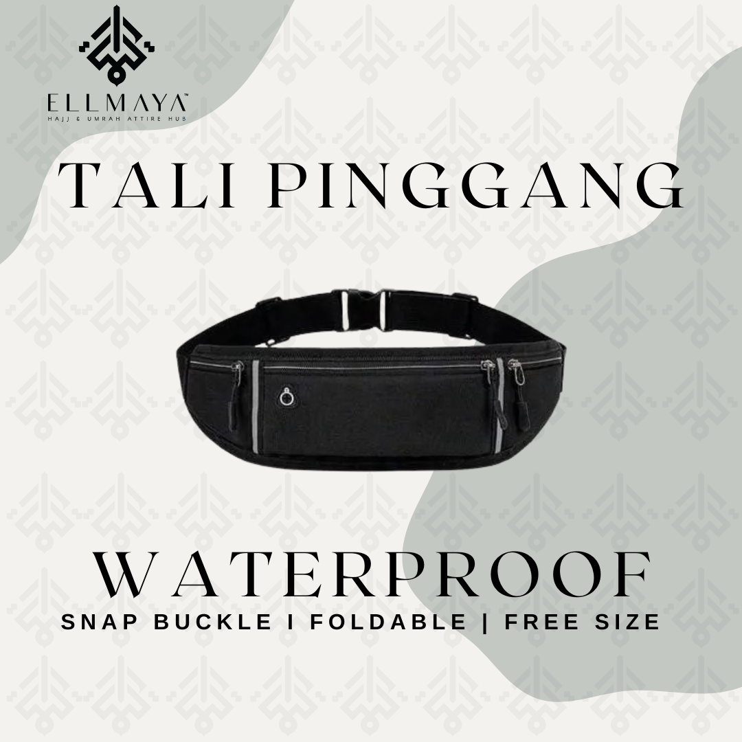 ELLMAYA: Tali Pinggang Ihram Snap Buckle Waterproof Material Waist Belt Foldable Sports Design Umrah Haji Travel Harian